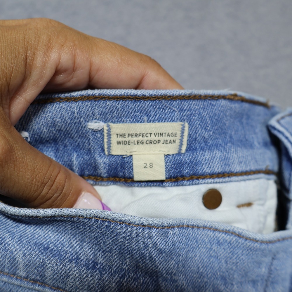 Madewell The Perfect Vintage Wide-Leg Crop Jean Light Wash Raw Hem 28 - Picture 2 of 11